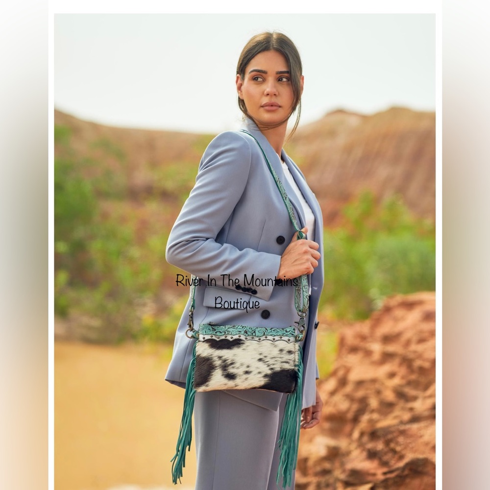 New! Exotic Azure Leather Hairon Myra Bag! - Picture 1 of 7